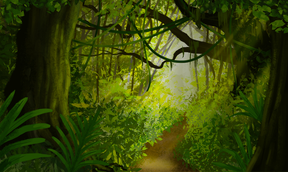 Jungle scene illustration.