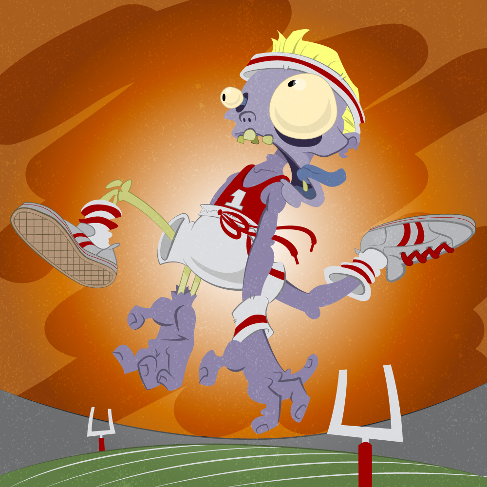 Zombie themed illustration artwork.