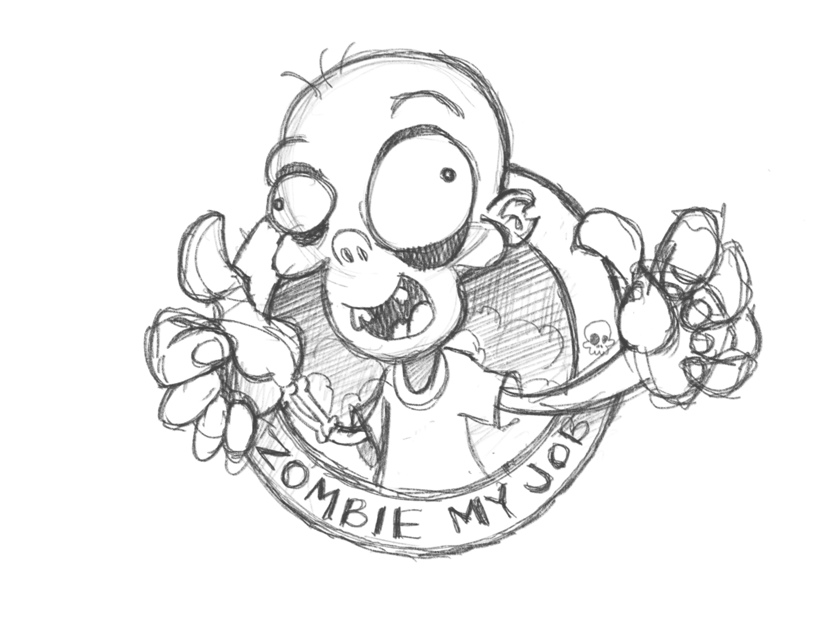 Zombie job sketch illustration.